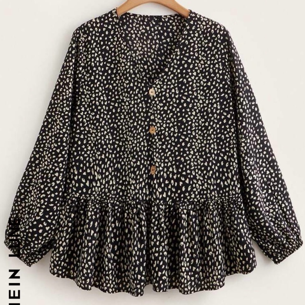 All Over Print Peplum Blouse
